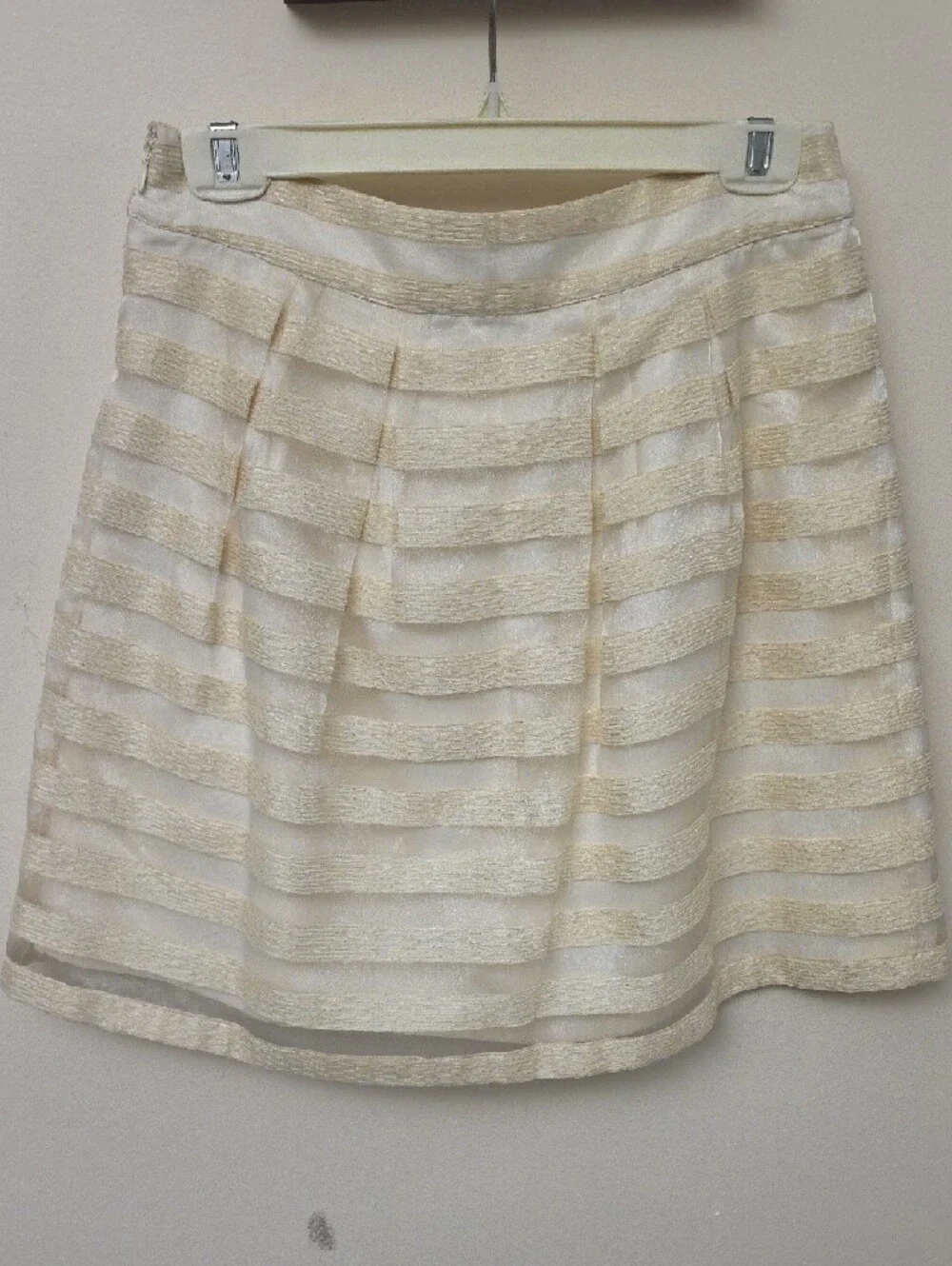 Ann Taylor Cream and Ivory Striped A-Line Skirt NWT MSRP $119 SZ 8P - Picture 8 of 8